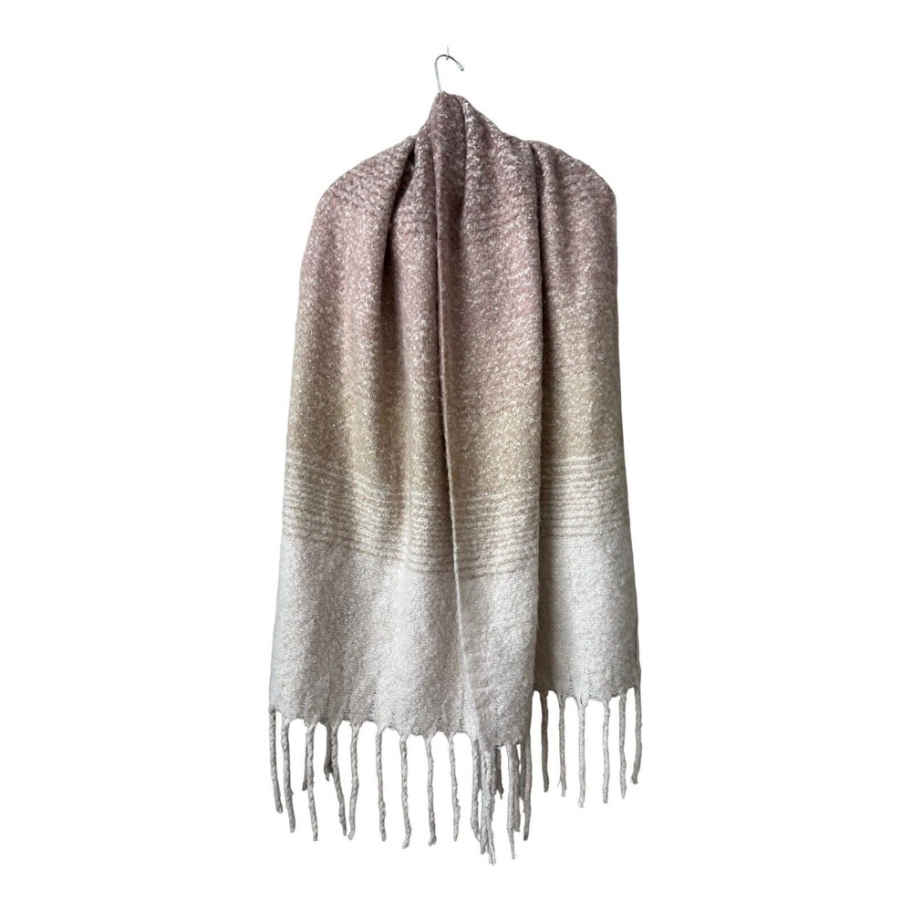 MERSEA Wrap Scarf Women‎ Always by The Sea Pink Blush Ombré Cozy Thick Tassels